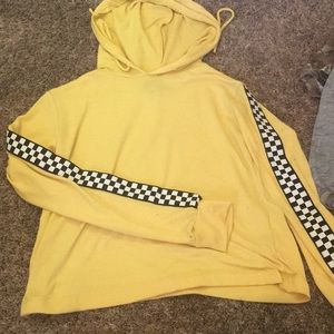 Riot queen cropped hoodie with checkered arms